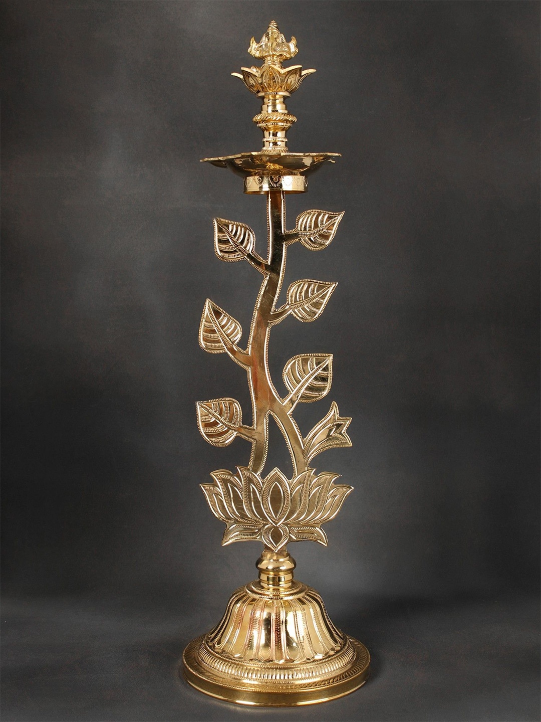 

Exotic India 23" Tree Lamp (Lord Ganesha Lamp) In Brass, Gold