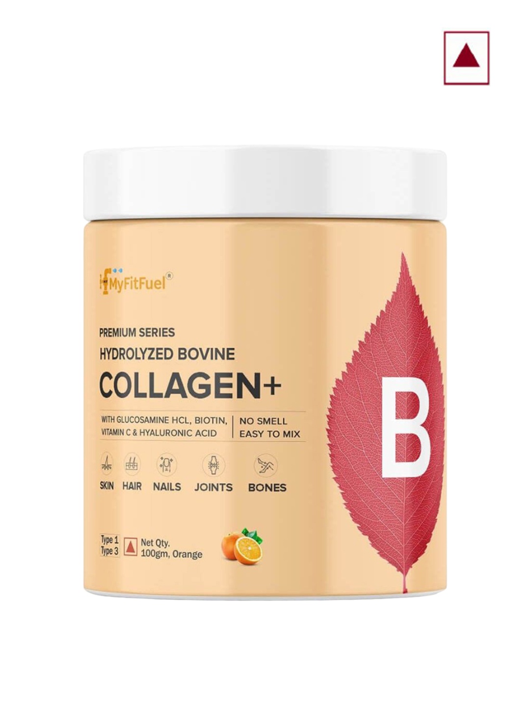 

MyFitFuel Premium Series Hydrolyzed Bovine Collagen-100g-Orange Flavour, Cream