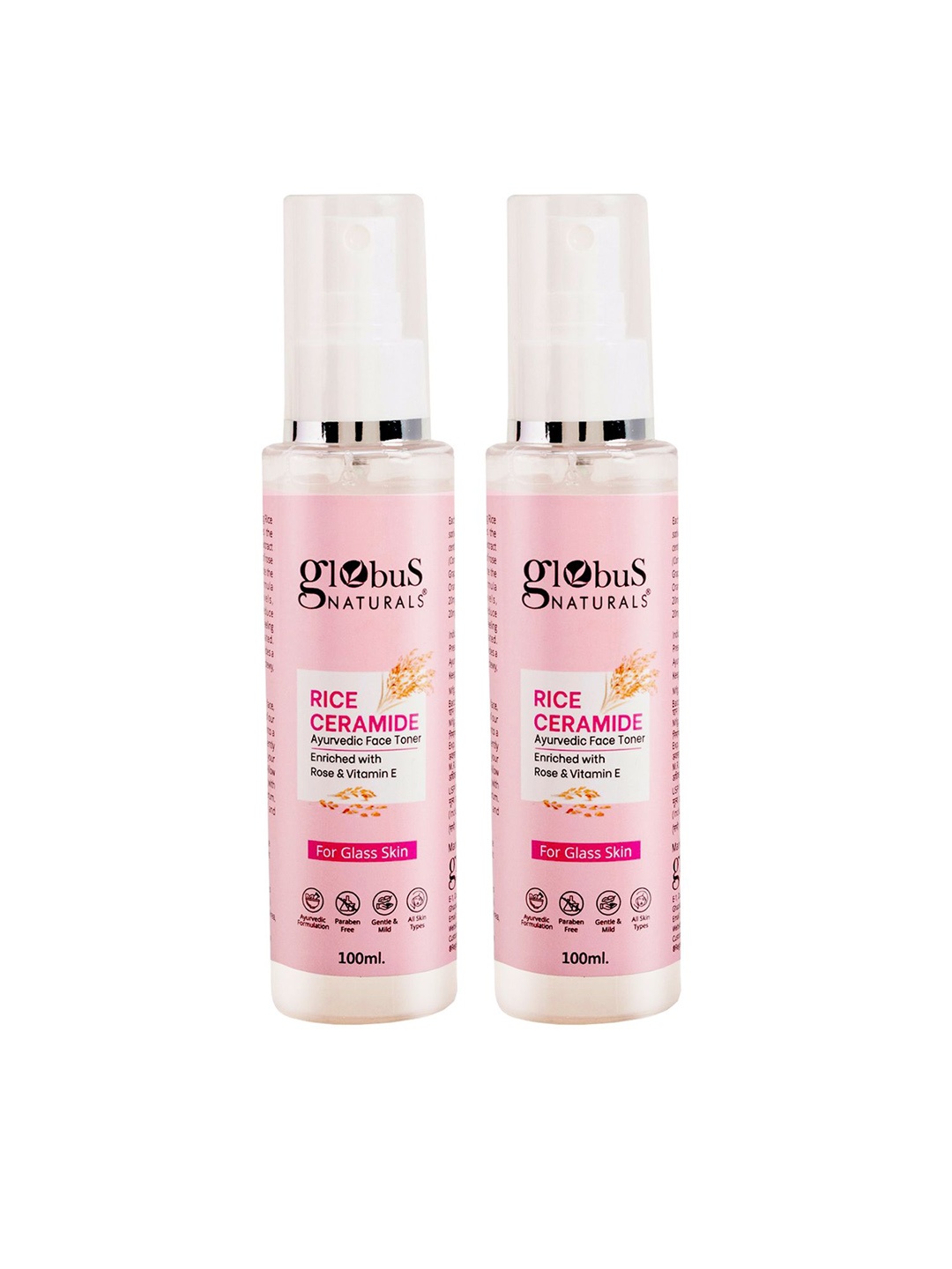 

Globus naturals Set Of 2 Rice Ceramide Ayurvedic Face Toner With Vitamin E- 100ml Each, White