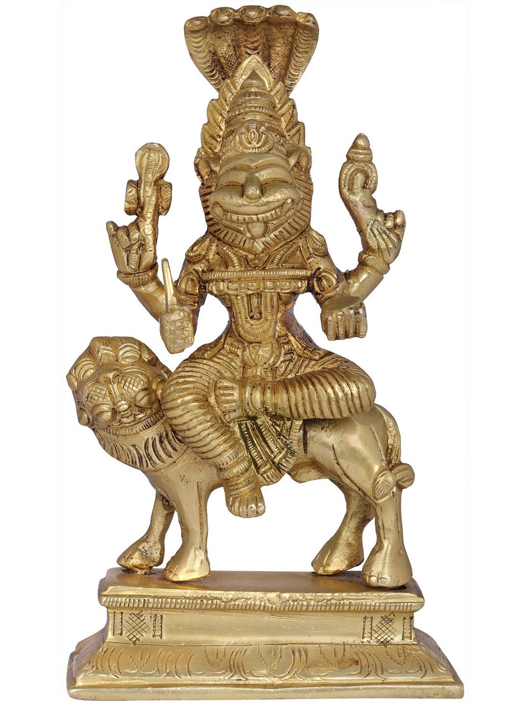 

Exotic India Gold Toned Atharvana Bhadrakali Brass Idol Showpiece