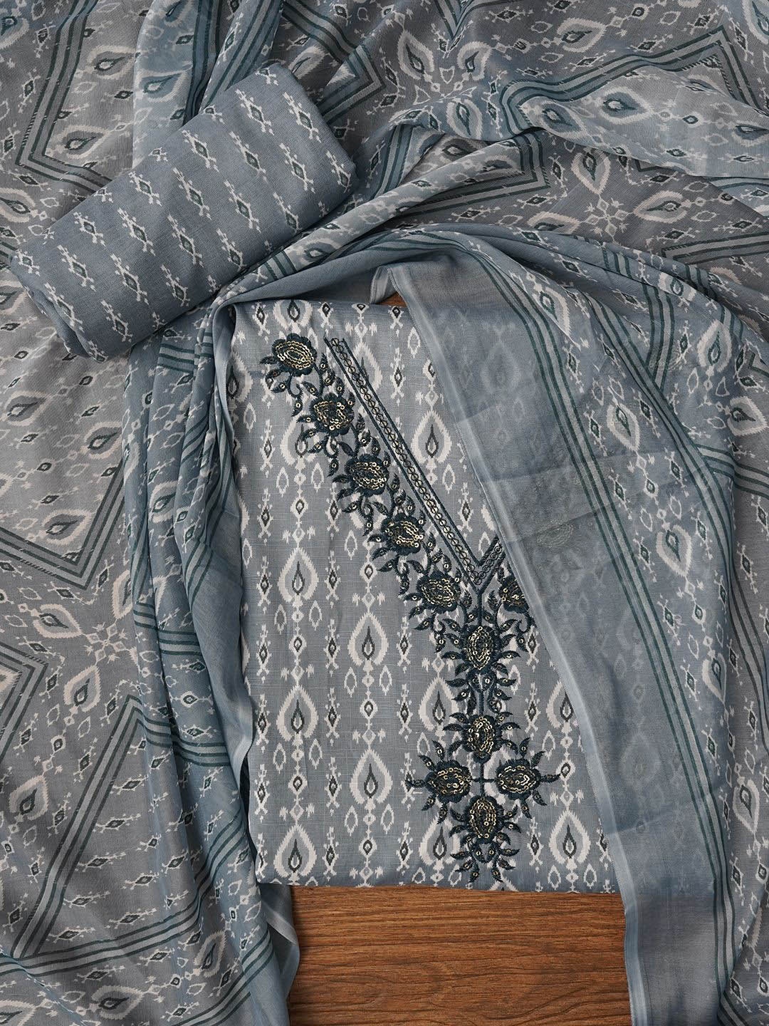 

Jaipur Kurti Unstitched Printed Pure Cotton Dress Material With Dupatta, Teal