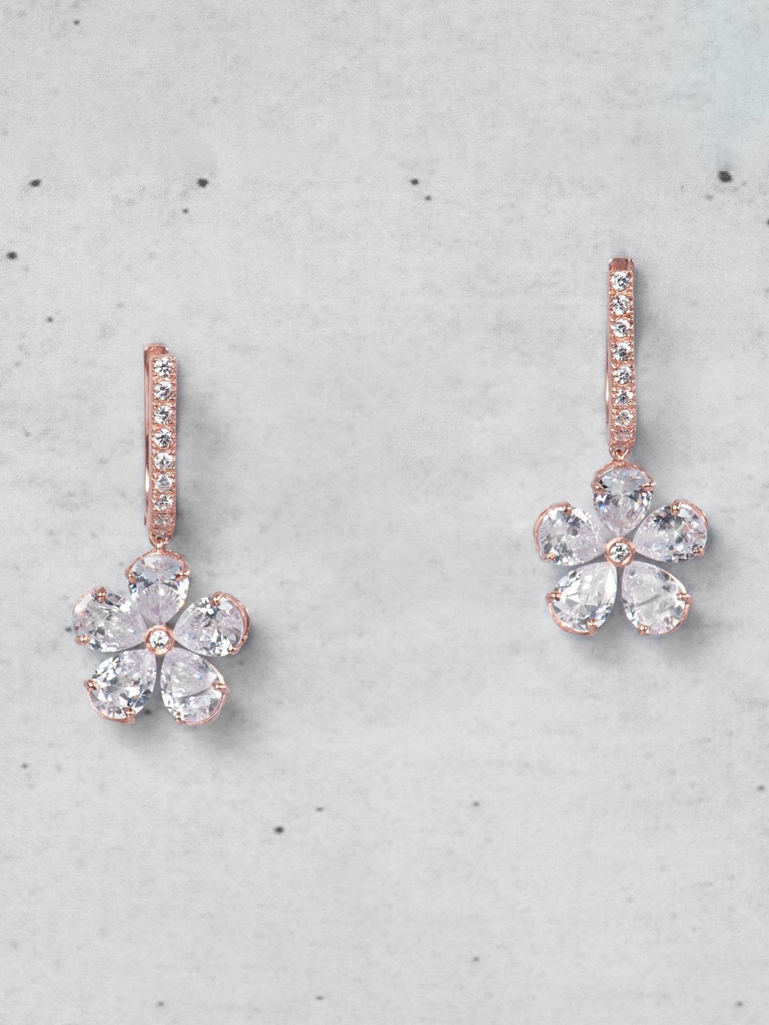 

ORIONZ Cubic Zirconia Contemporary Drop Earrings, Rose