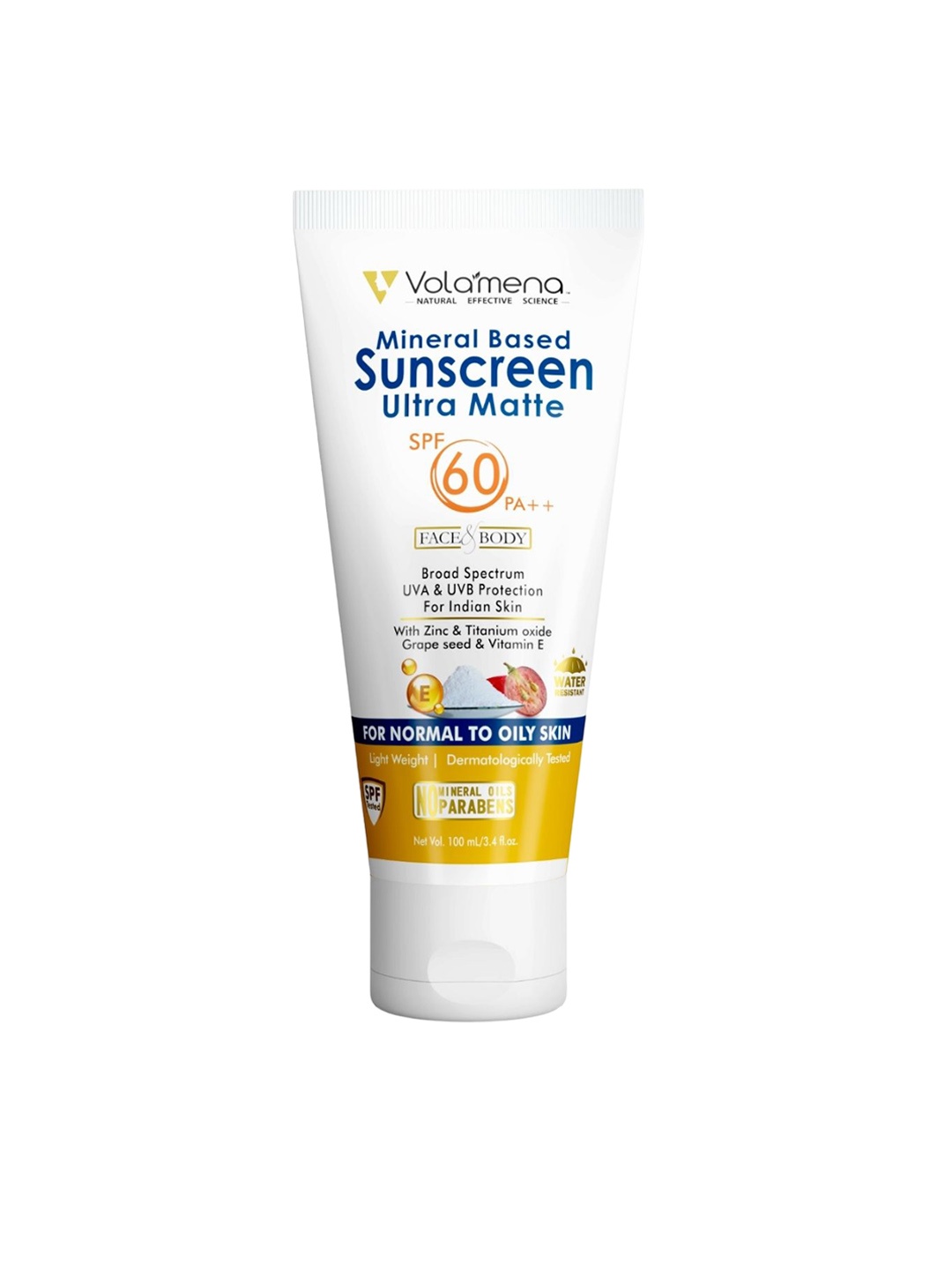 

Volamena Mineral Based Sunscreen Ultra Matte SPF60 - 100ml, White