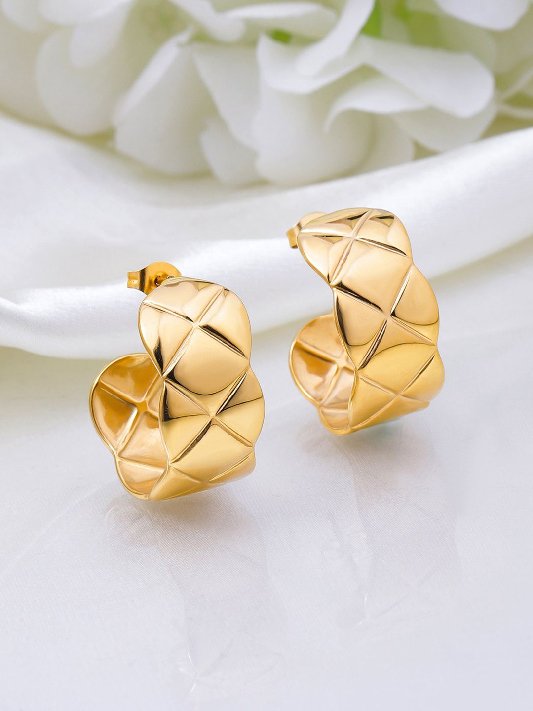

Rubans 18KT Gold Plated Stainless Steel Tarnish Free Waterproof Demi-Fine Half Hoops