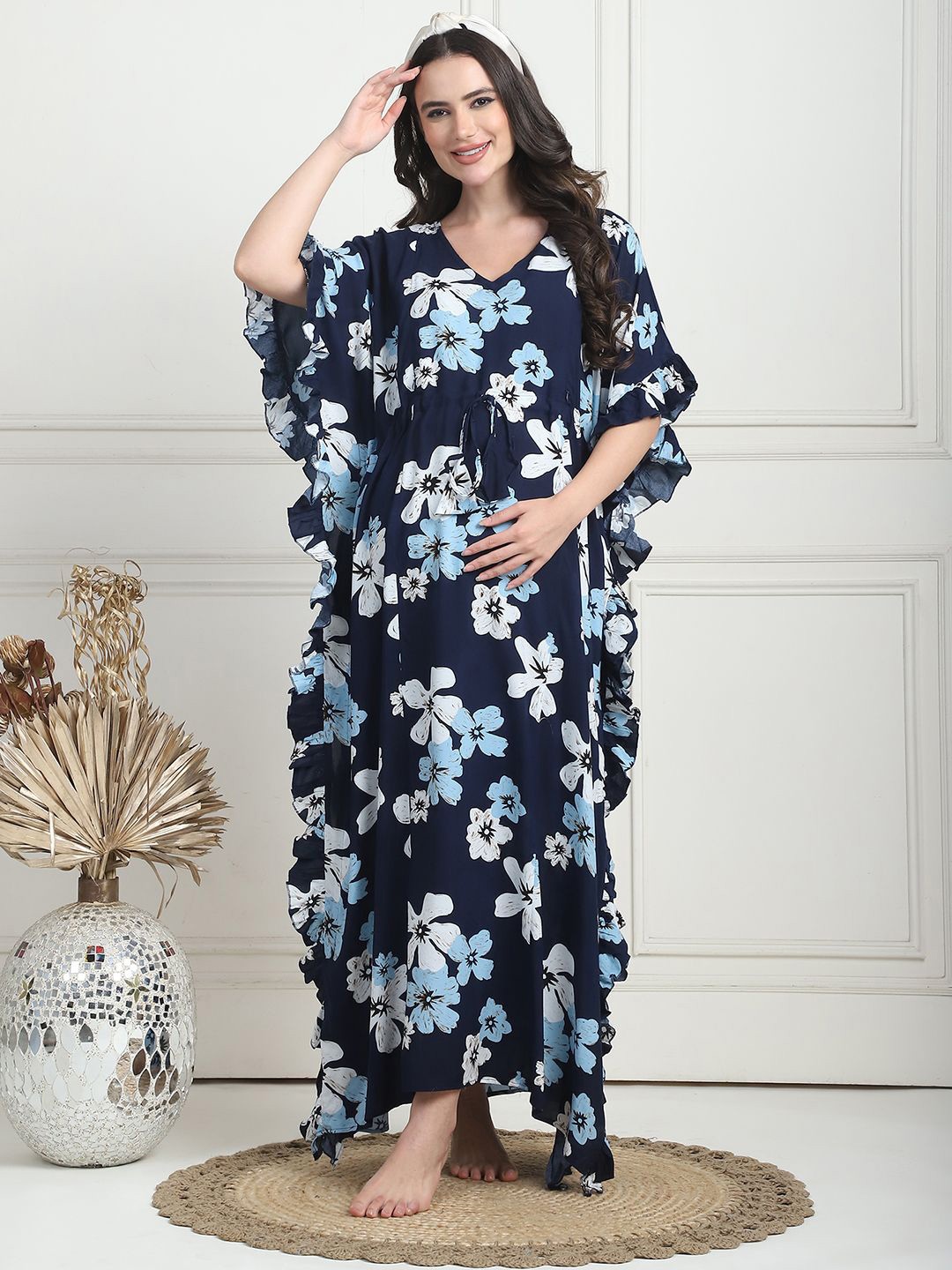

Secret Wish Printed Maxi Nightdress, Navy blue