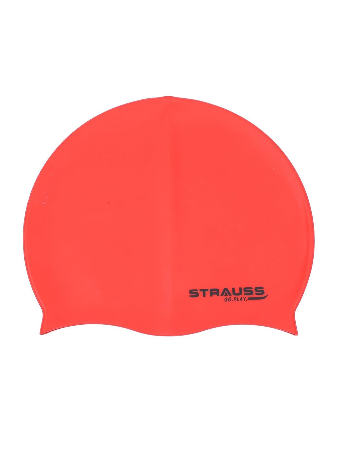 

STRAUSS Adults-Unisex Silicone Swim Cap with Ear Protector, Red