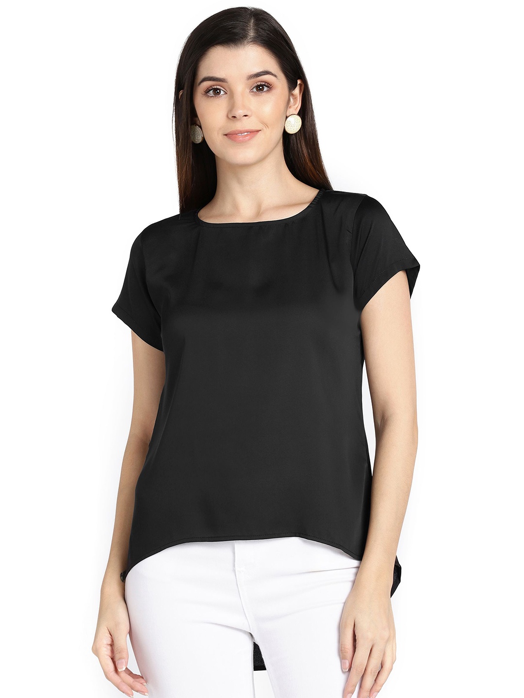

Murcia Women Solid Round Neck Top, Black