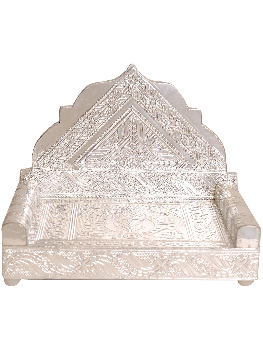 

Exotic India Wood & Metal Deity Throne, Silver
