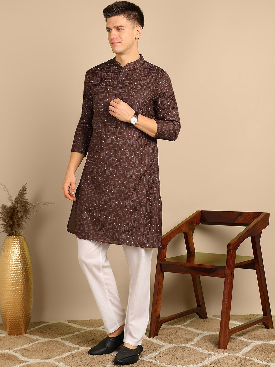 

Anouk Men Gotta Patti Kurta, Brown