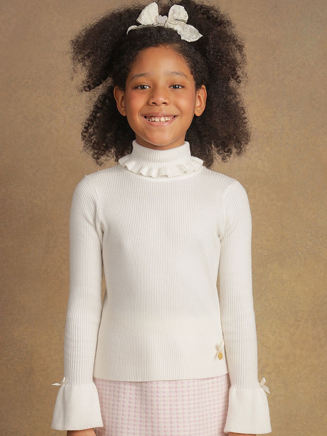 

One Friday Girls Ribbed Pullover, Off white