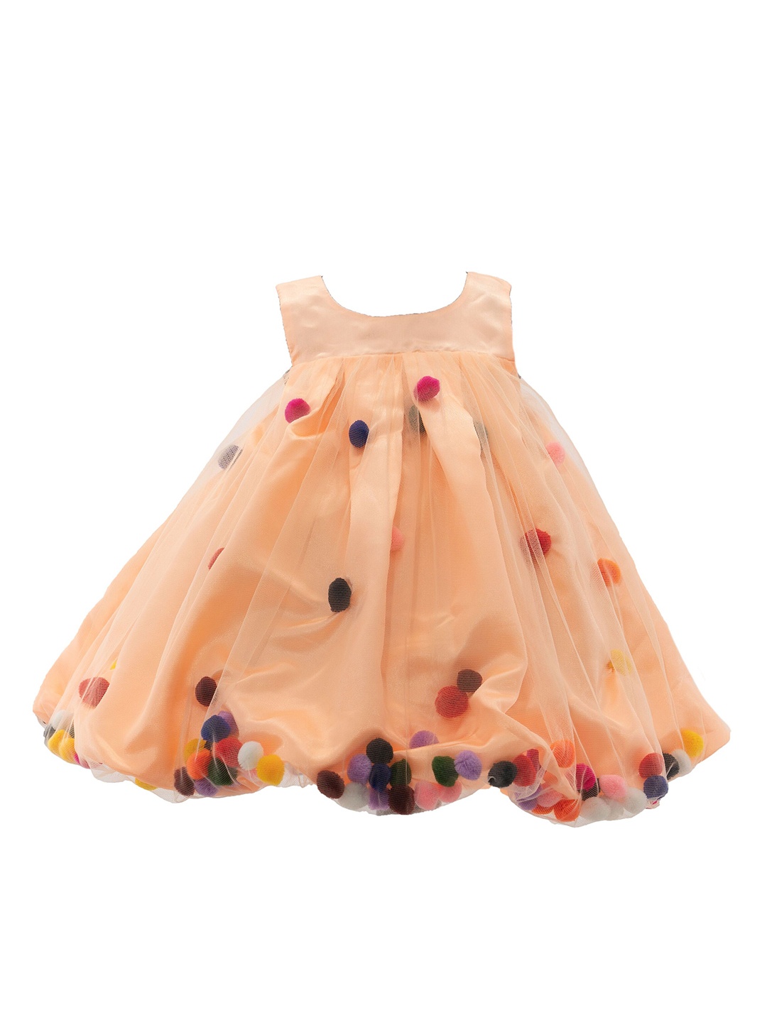 

Pink Wings Girls Embellished Satin Balloon Dress, Peach