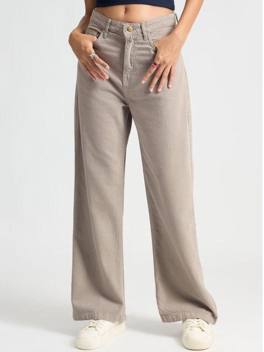 

Perfect Outlet Women Straight Fit Mid-Rise Cotton Stretchable Jeans, Beige