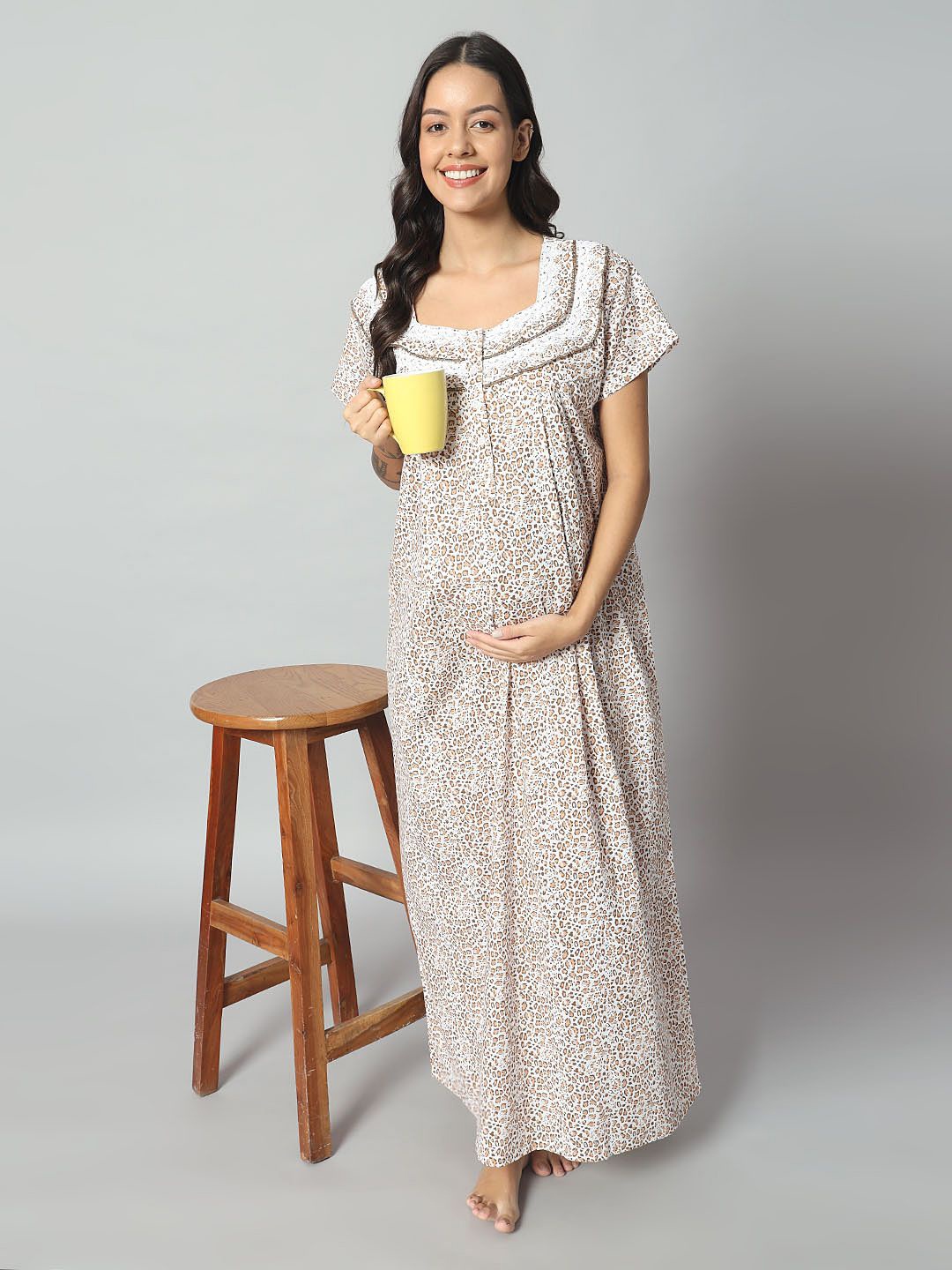 

SEPHANI Printed Maxi Nightdress, Cream