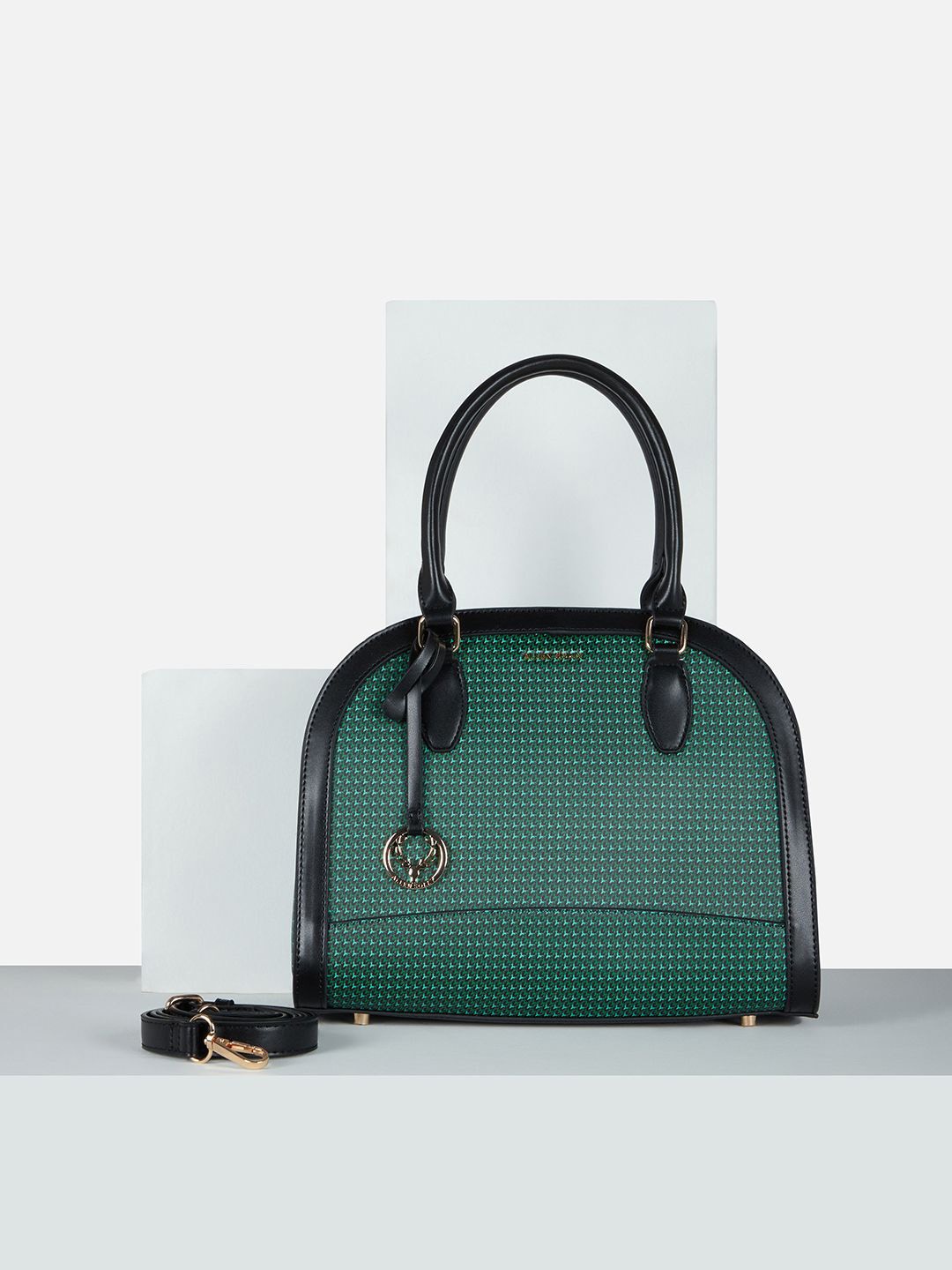 

Allen Solly Woman Printed PU Shopper Handheld Bag, Green