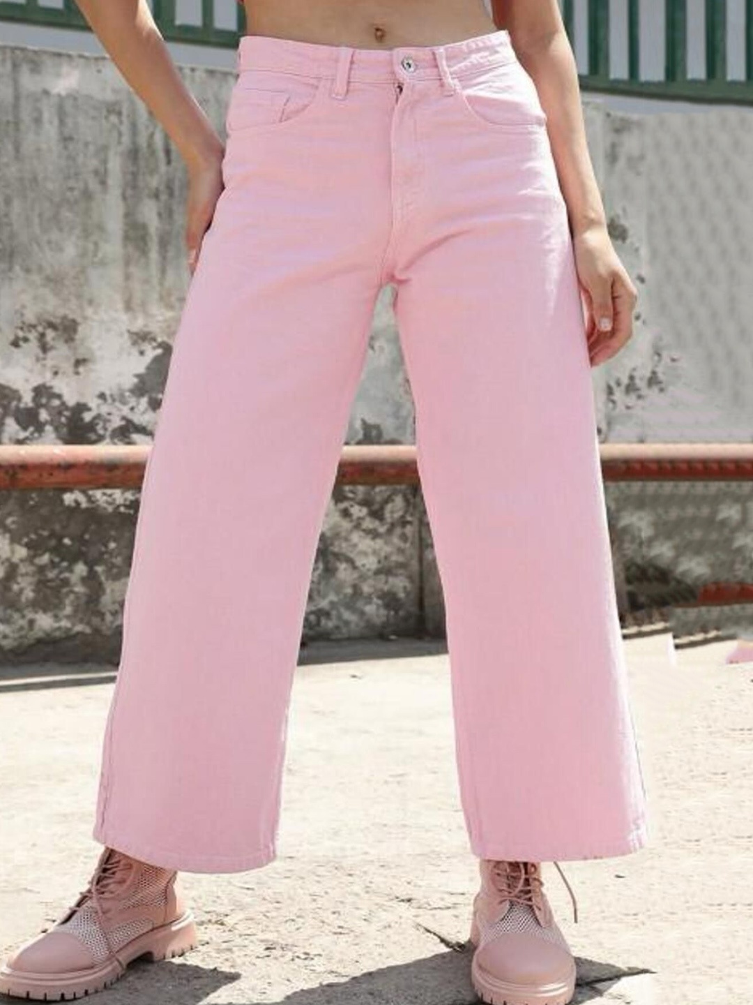 

Perfect Outlet Women Straight Fit High-Rise Cotton Stretchable Jeans, Pink
