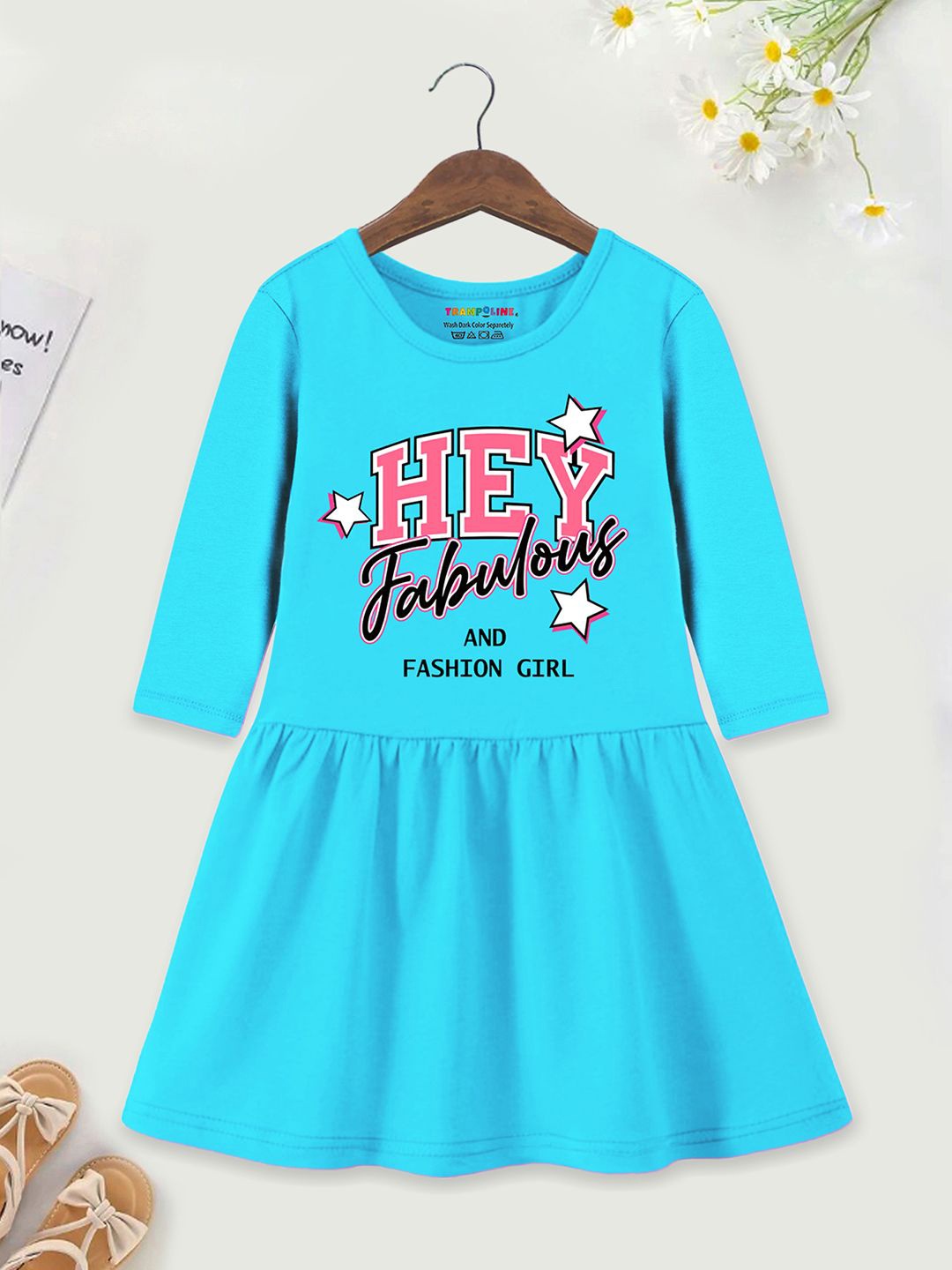 

YK X Trampoline Print A-Line Dress, Blue