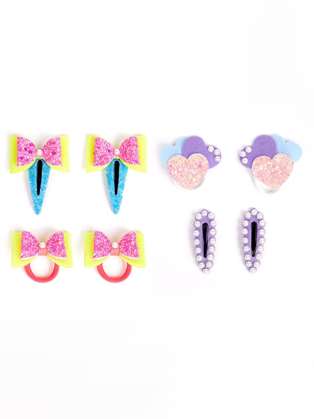 

RIBBON CANDY Set Of 8 Girls Embellished Hair Accessory, Pink