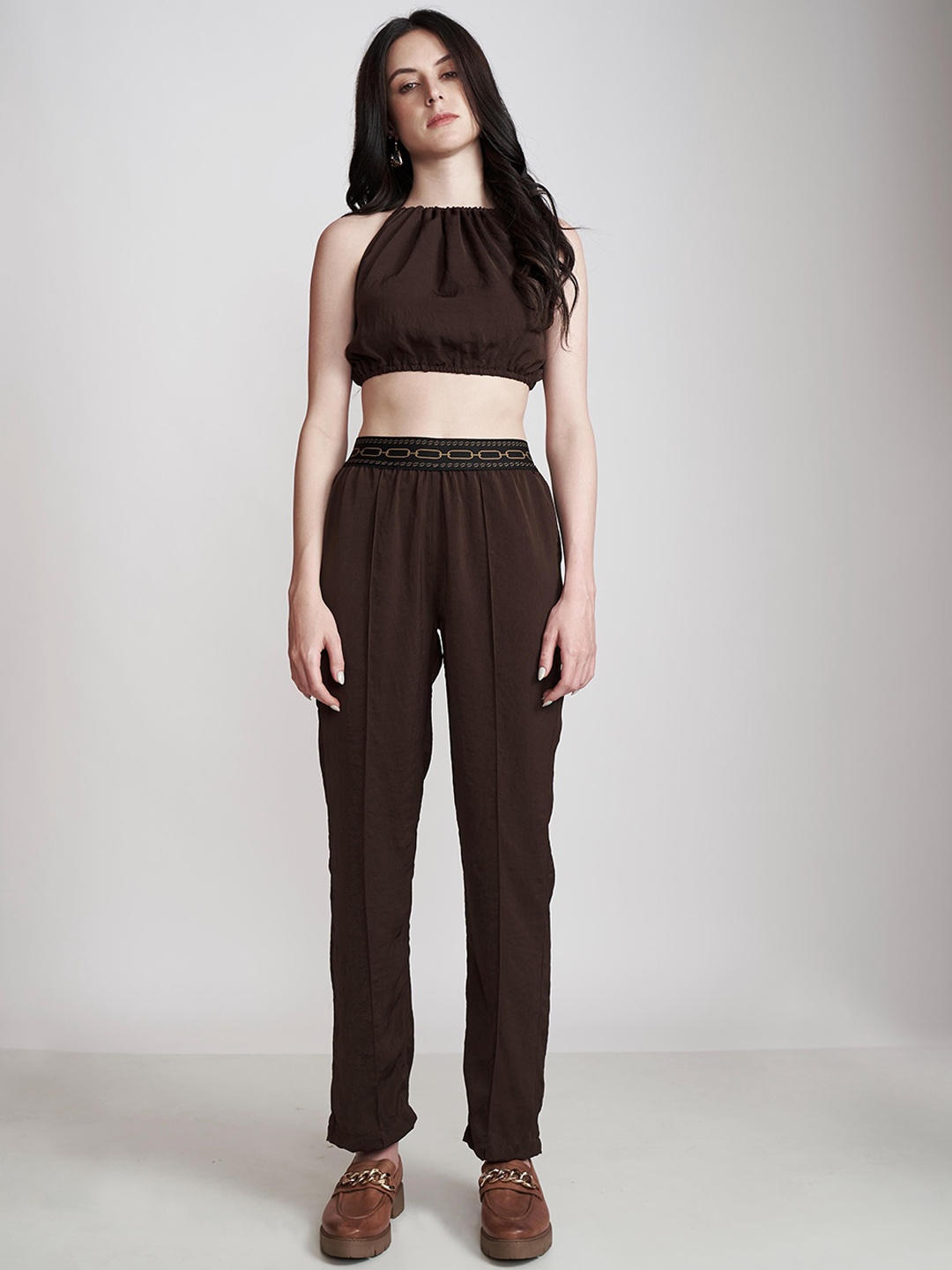 

The Samoa Halter Neck Top With Trousers, Brown