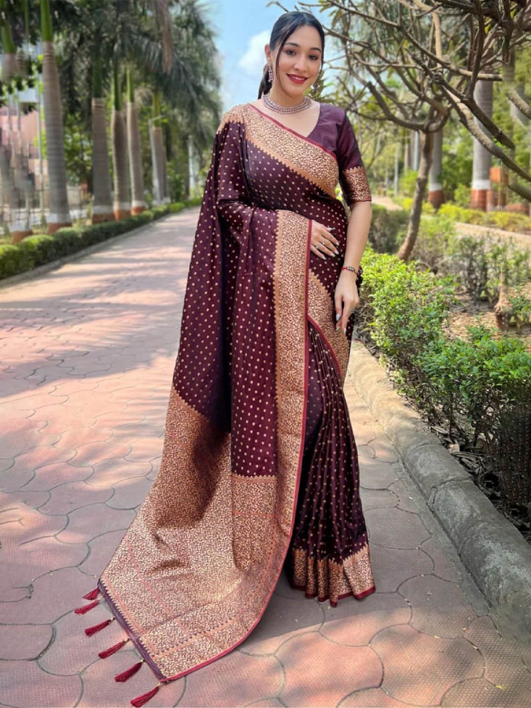

Aika Woven Design Zari Saree, Violet