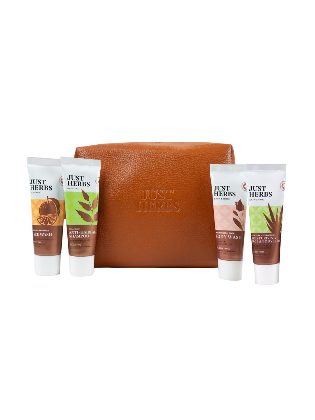 

Just Herbs Set Of 4 8 in 1 root Amla Neem Shampoo Bath & Body Essential Travel Kit-100g, White