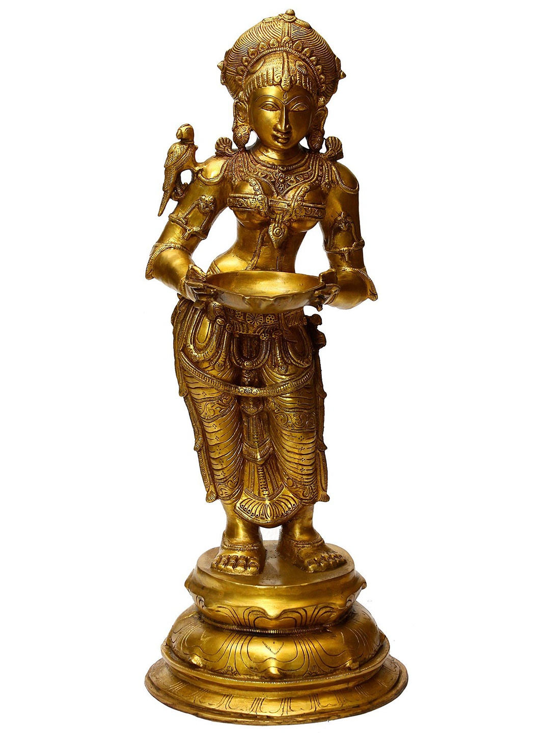 

Exotic India 23" Deeplakshmi - Goddess of Prosperity in Brass (Made in India), Gold