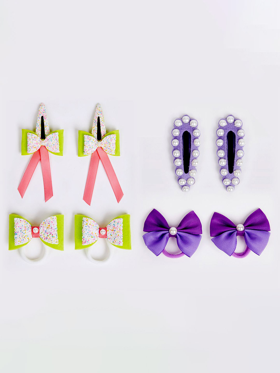 

RIBBON CANDY Set Of 8 Girls Embellished Hair Accessory, Purple