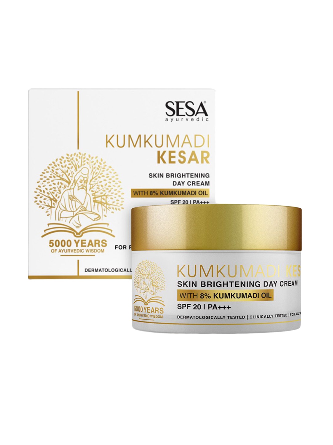 

Sesa Kumkumadi Kesar Skin Brightening Day Cream With SPF 20 PA+++ - 50g, White