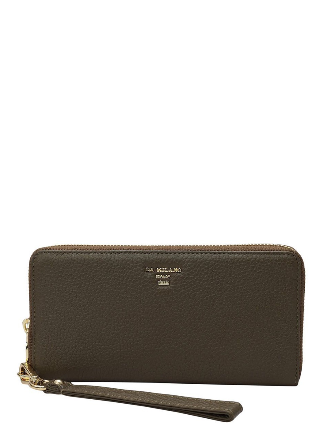 

Da Milano Women Textured Leather Zip Around Wallet, Olive