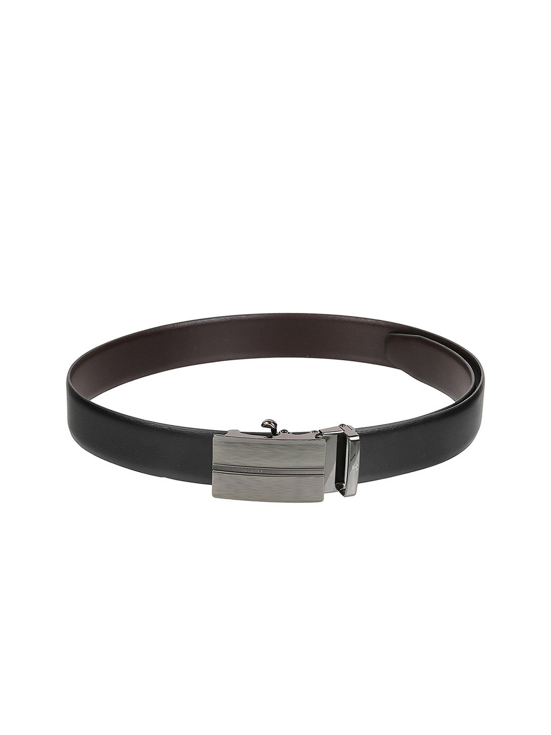 

Mochi Men Textured Slider Buckle Closure Leather Reversible Belt, Black
