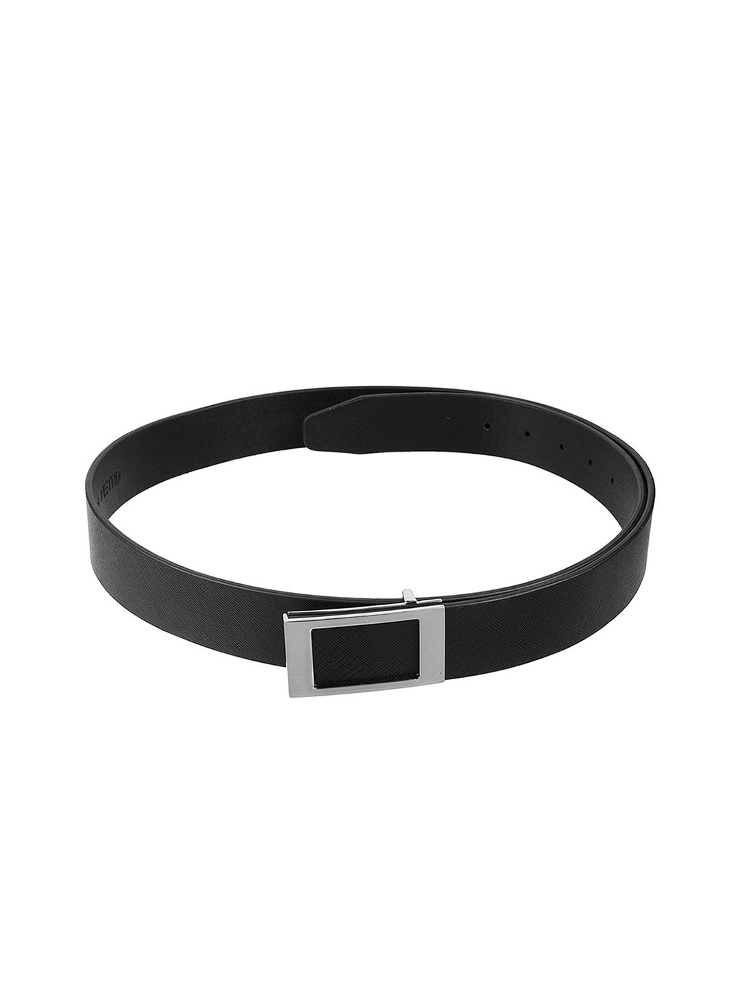 

Metro Men Textured Push Pin Closure Leather Belt, Black