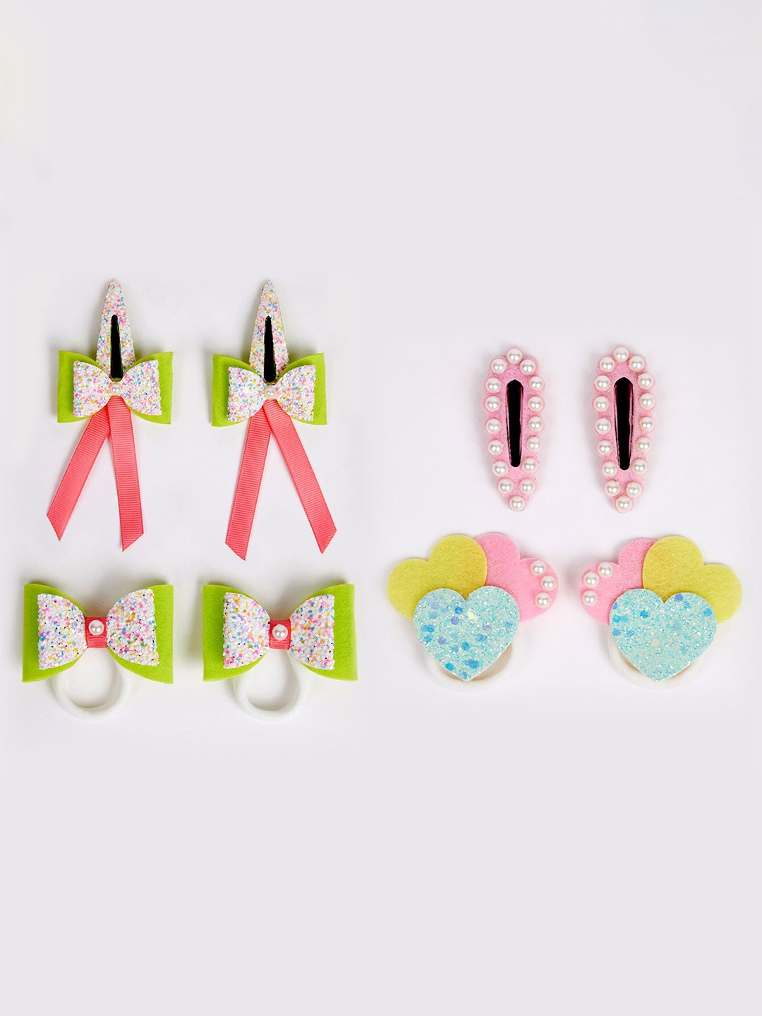

RIBBON CANDY Set Of 8 Girls Embellished Hair Accessory, Green