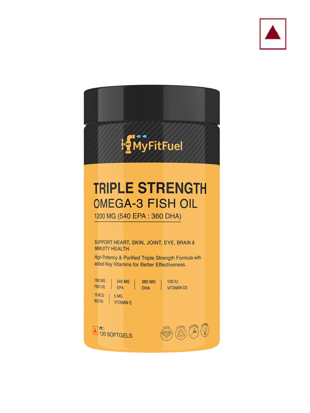 

MyFitFuel Triple Strength Omega 3 Fish Oil 1200mg With Vitamins-120 Softgels Capsule, Cream