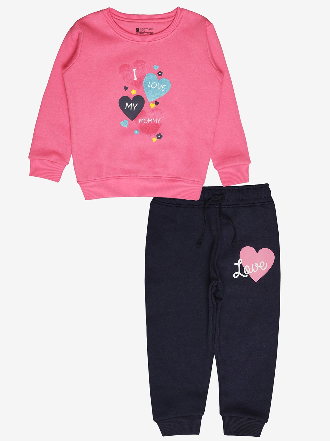 

Bodycare Kids Girls Printed Sweatshirt with Trousers, Pink