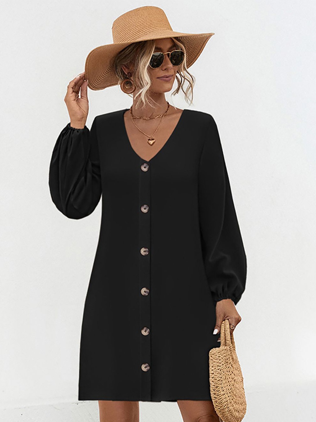 

StyleCast x Revolte Shirt Midi Dress, Black