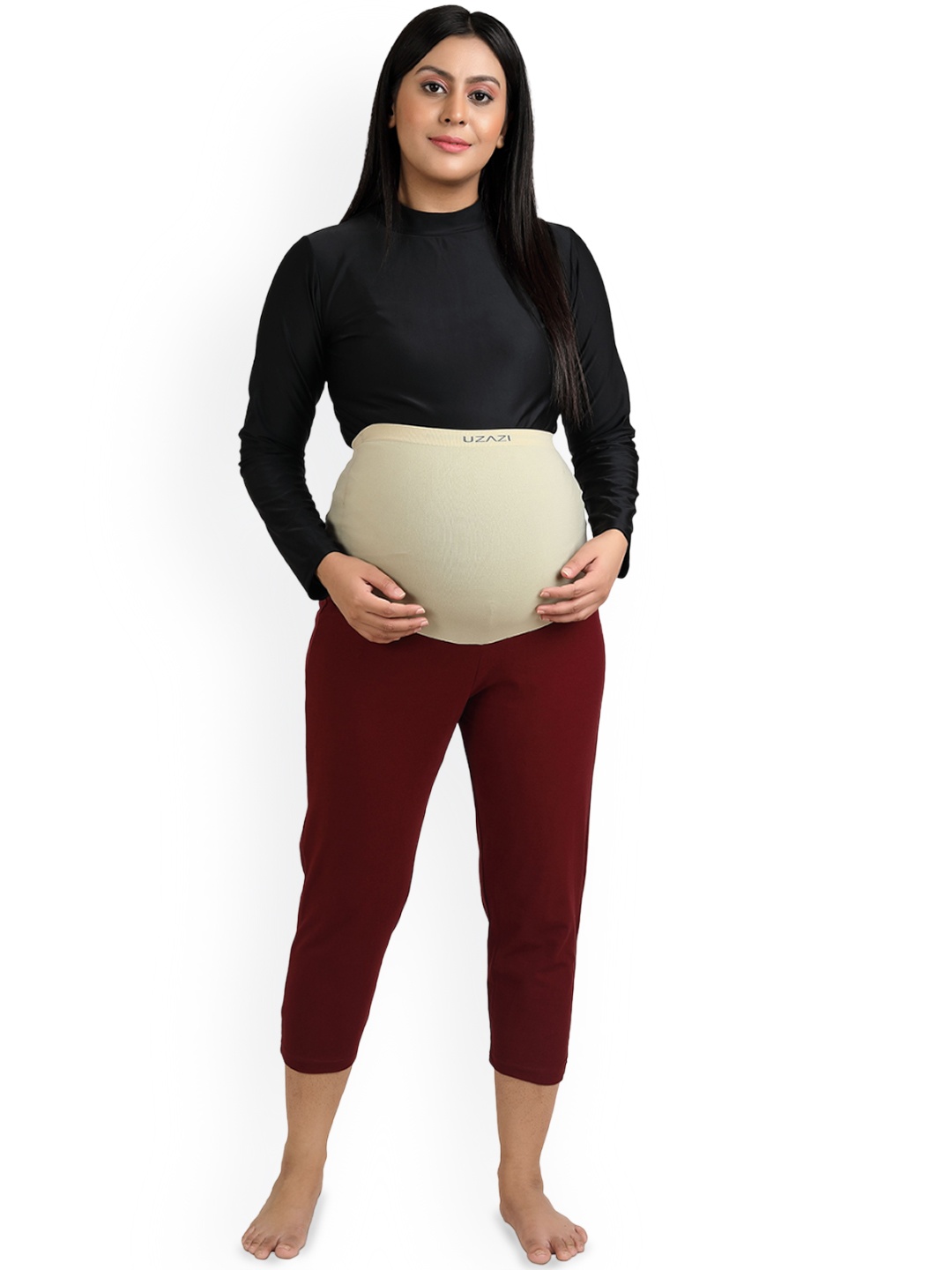 

Uzazi Three-Fourth Length Maternity Leggings, Maroon