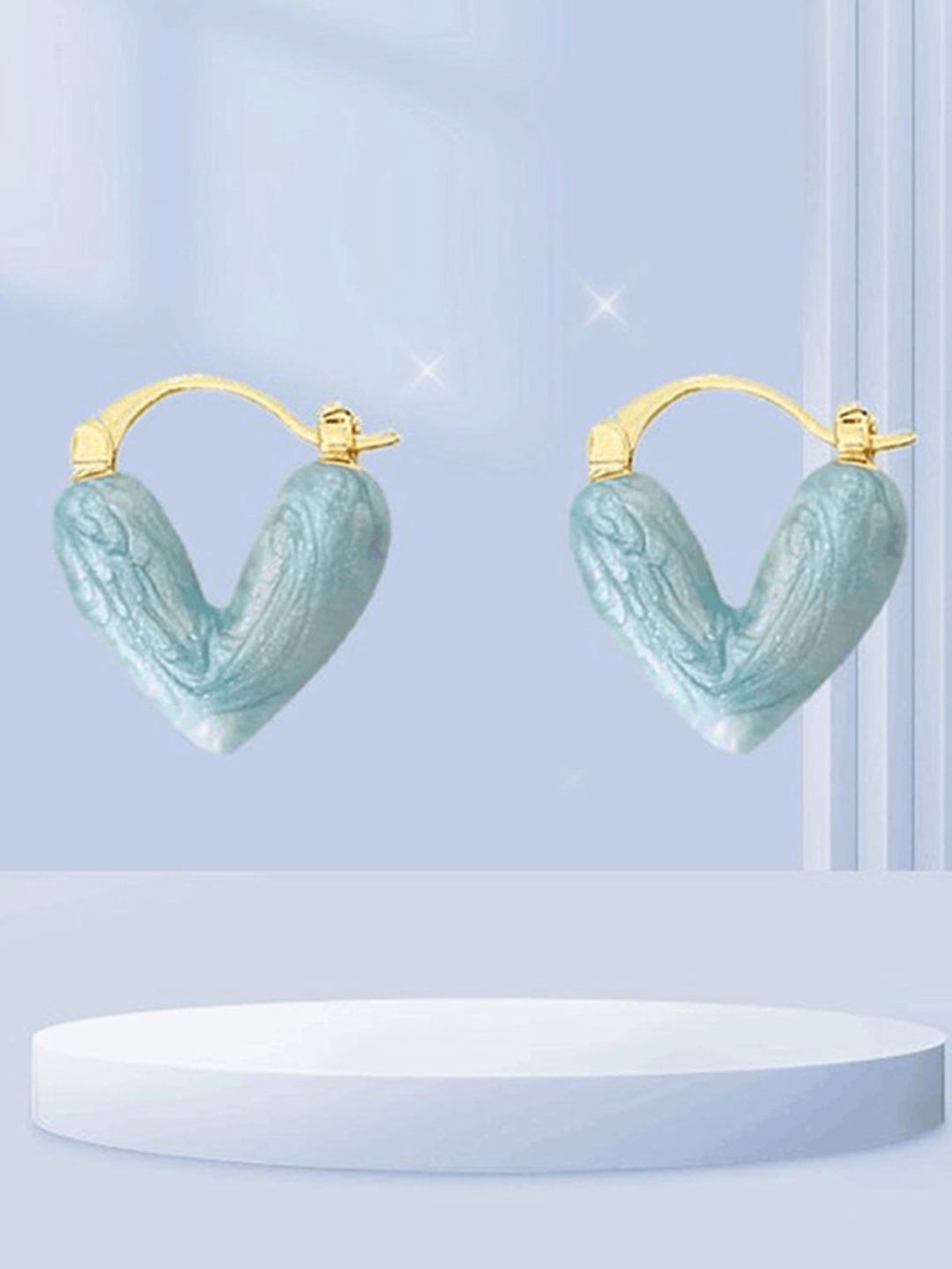 

FIMBUL Stainless Steel Gold-Plated Anti-Allergy Heart Shaped Hoop Earrings