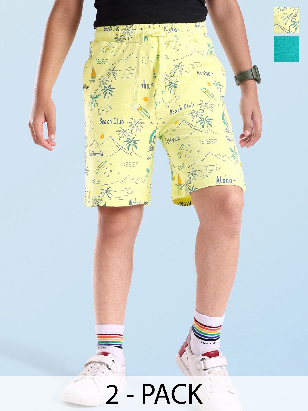 

Honeyhap Boys Printed Shorts, Green