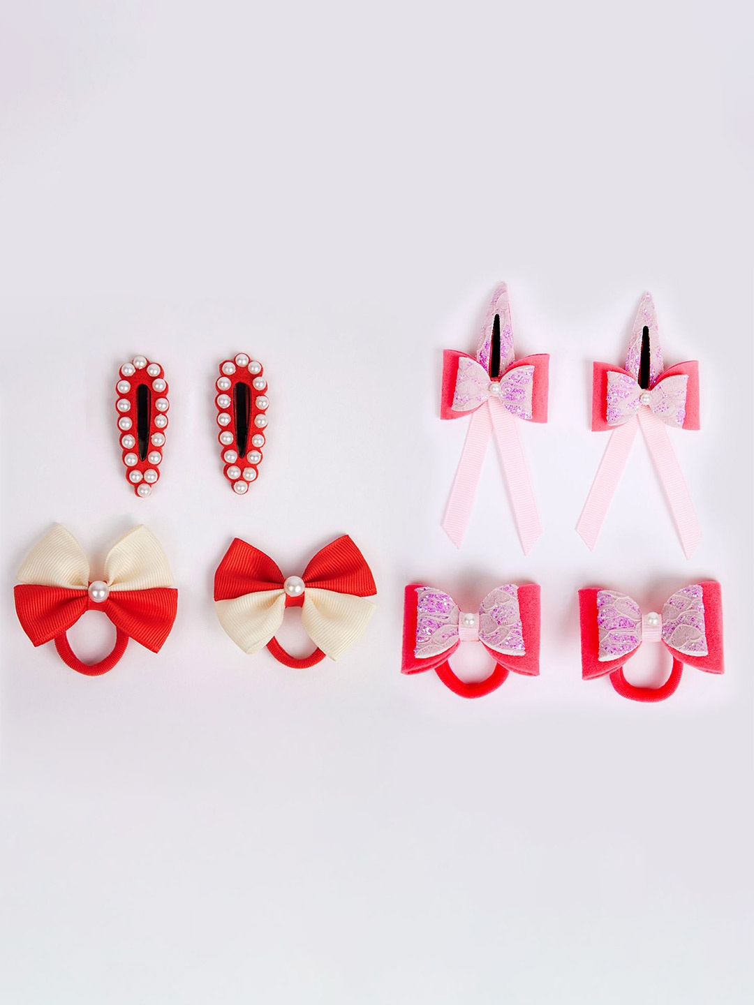 

RIBBON CANDY Set Of 8 Girls Embellished Hair Accessory, Pink