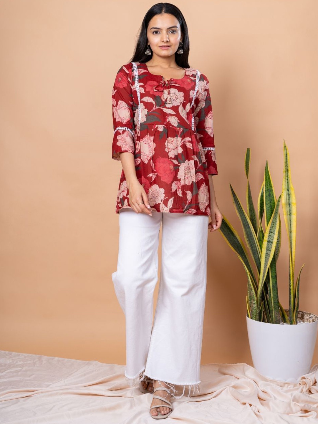 

EKISHA Printed Tunic, Red