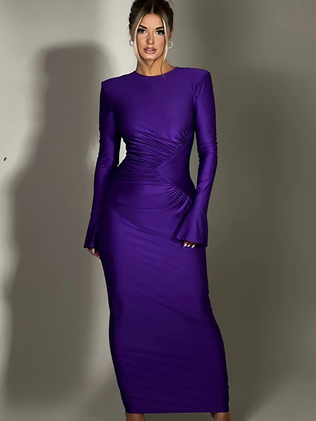 

StyleCast x Revolte Women Solid Bodycon Maxi Dress, Purple