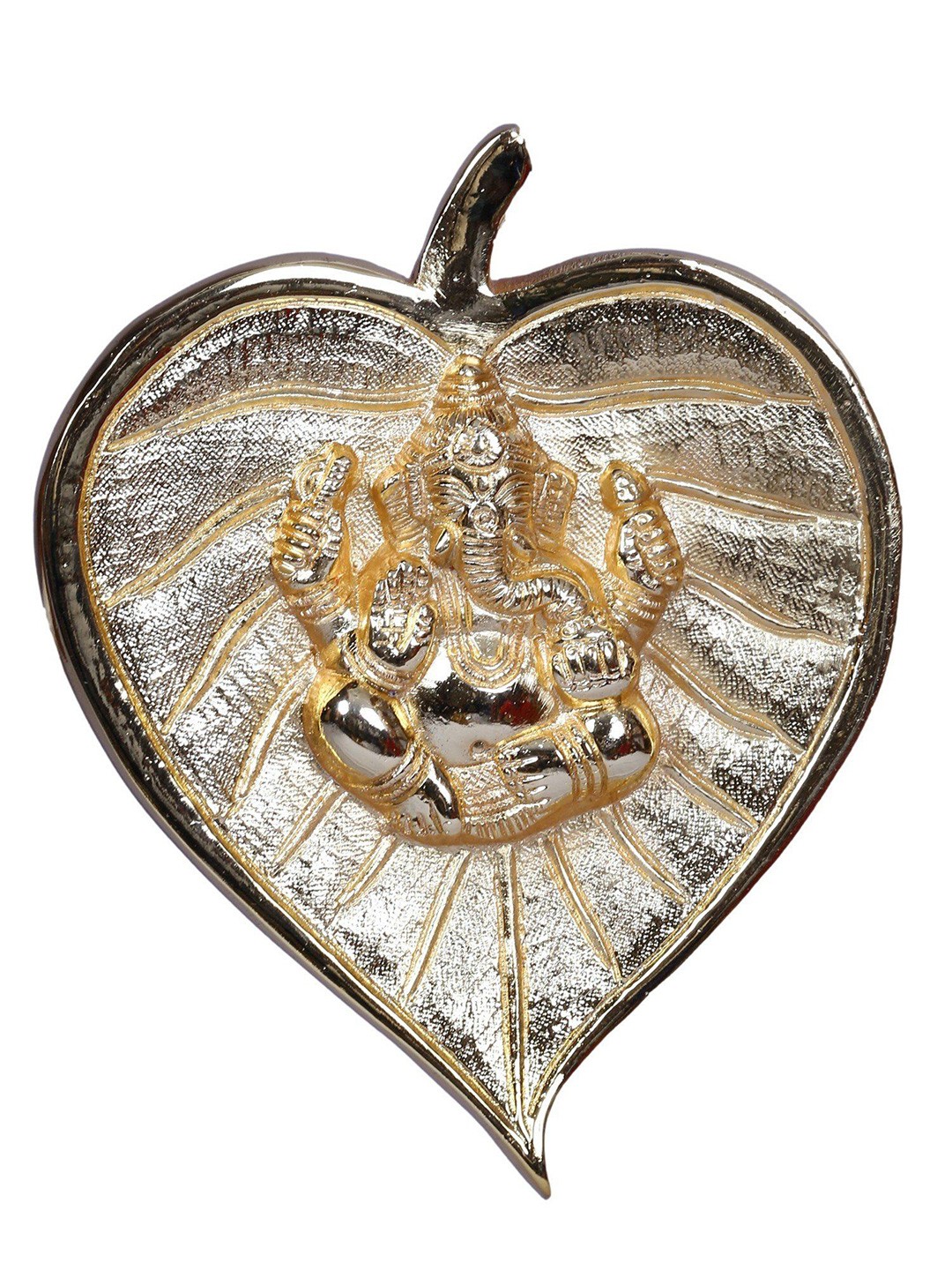 

Exotic India Gold-Plated Brass Leaf Lord Ganesha Showpiece