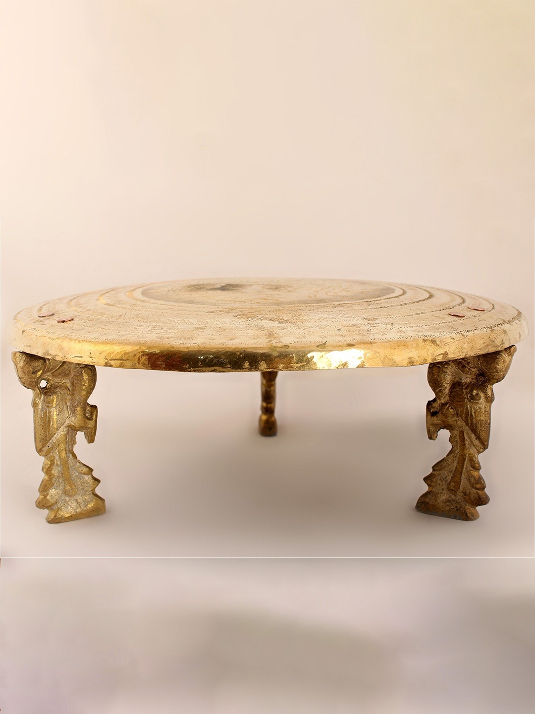 

Exotic India Brass Peacock Chowki, Gold
