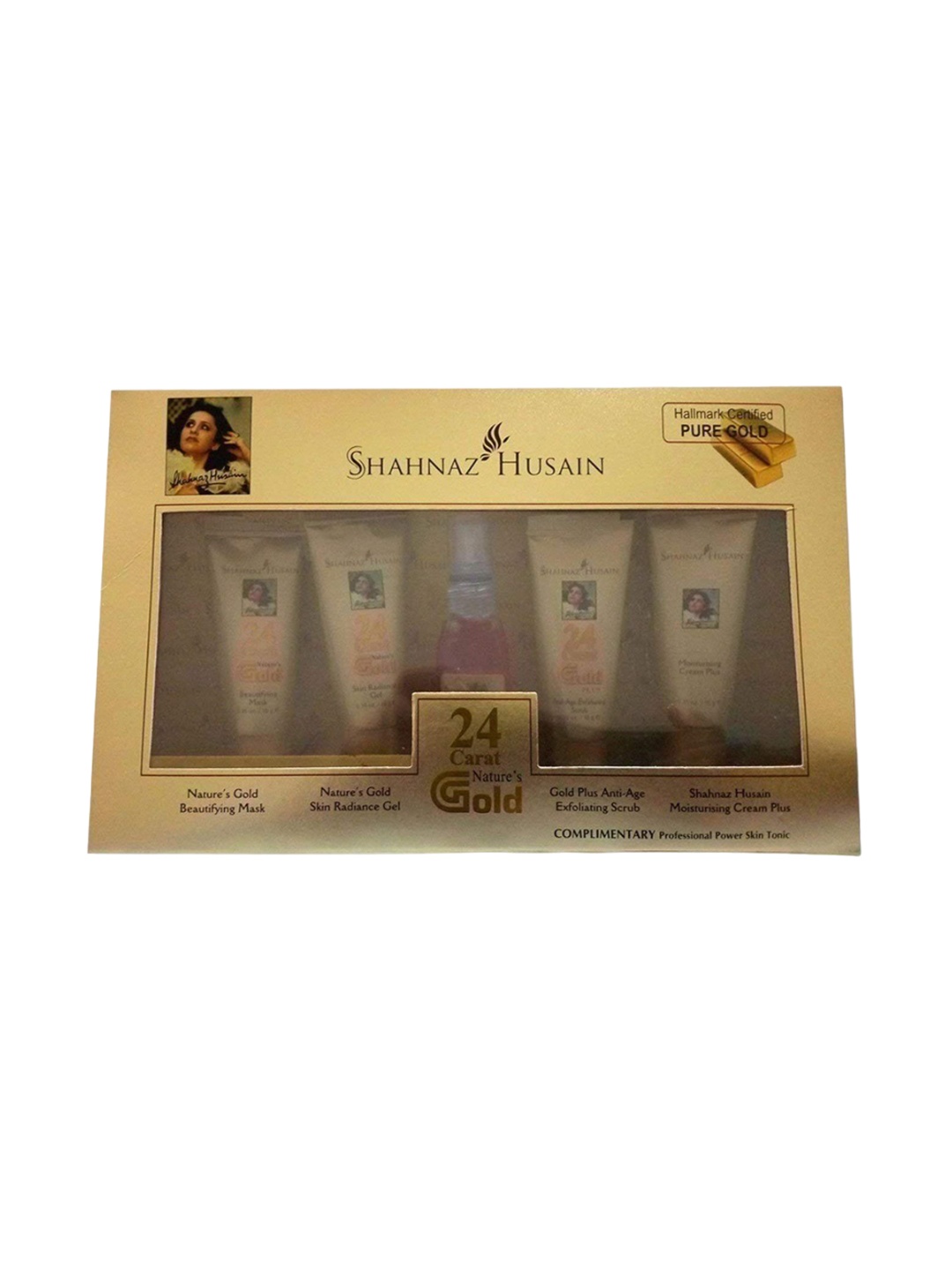 

Shahnaz Husain Set Of 4 Facial Kit With Professional Power Skin Tonic, Gold