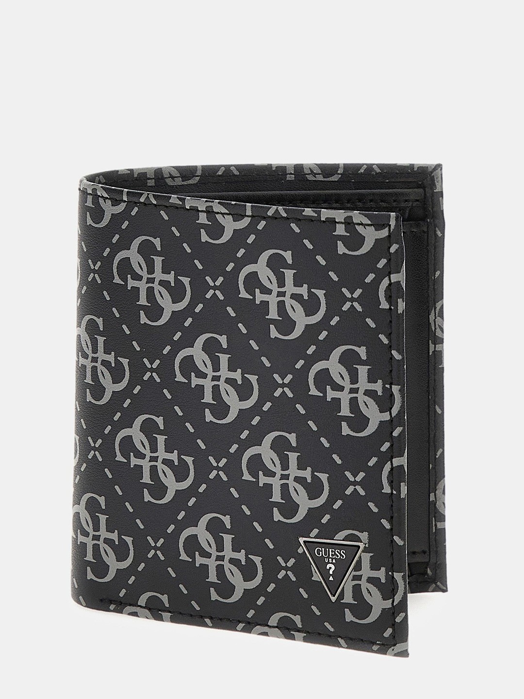 

GUESS Men Printed Leather Two Fold Wallet, Black