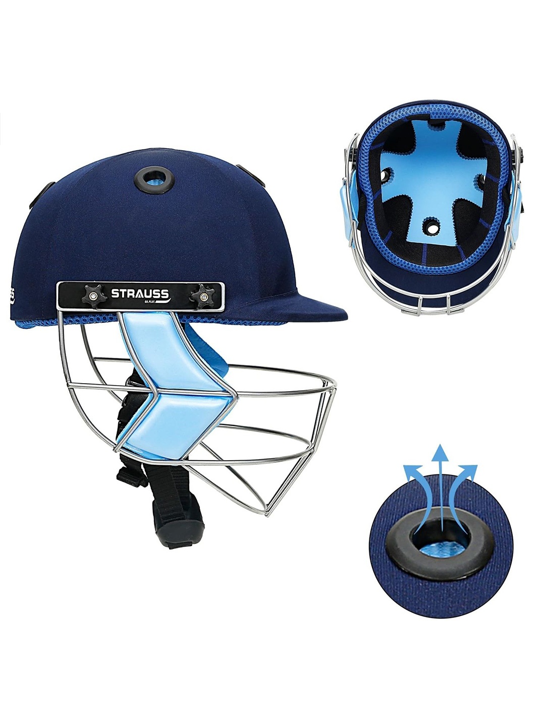 

STRAUSS Boys Steel Grill Cricket Helmet With Adjustable Straps, Blue