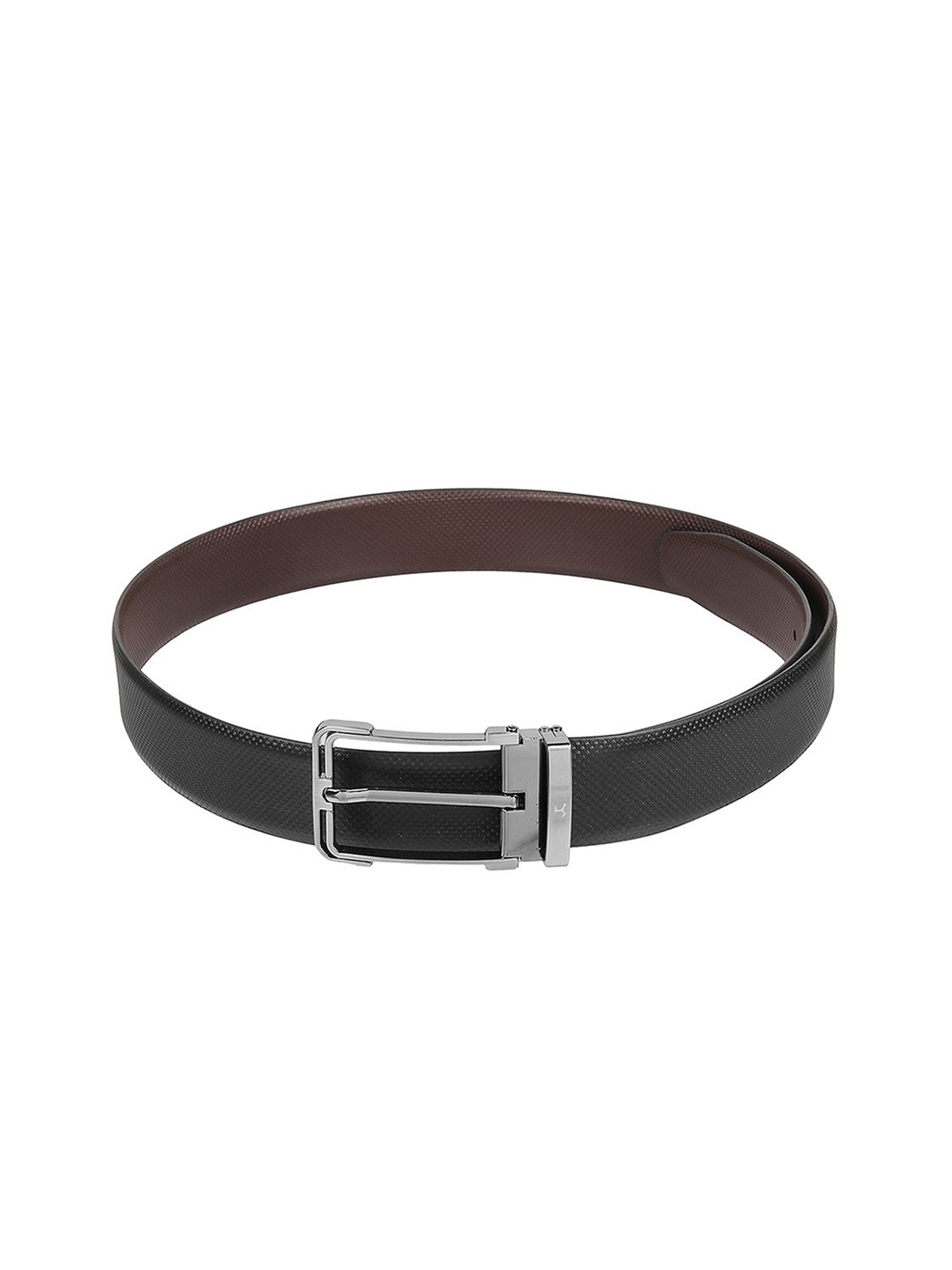 

Mochi Men Textured Tang Closure Leather Reversible Belt, Black