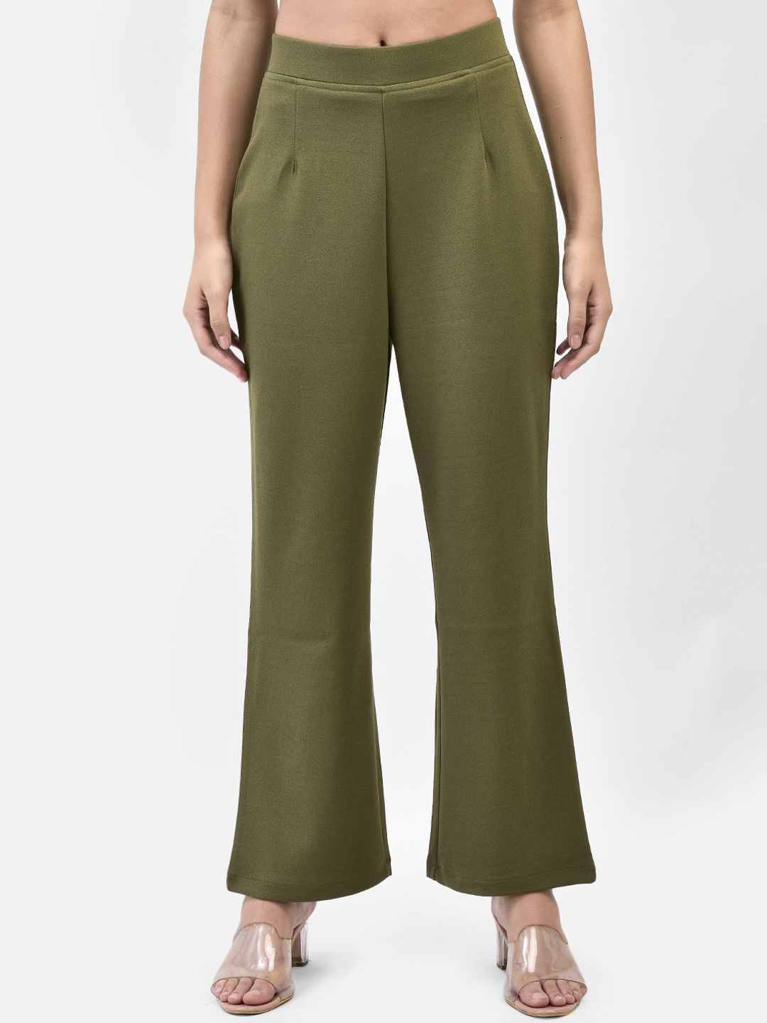 

FUTURO Women Relaxed Loose Fit High-Rise Trousers, Olive