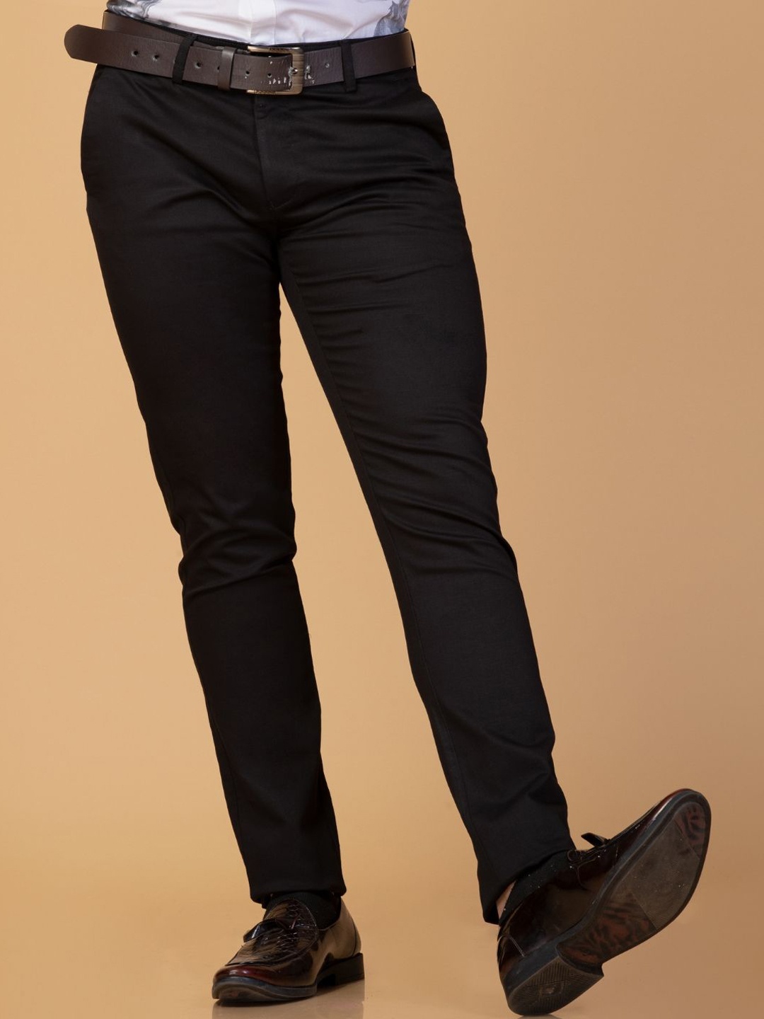 

Monterrey SF Men Smart Slim Fit Easy Wash Trousers, Black