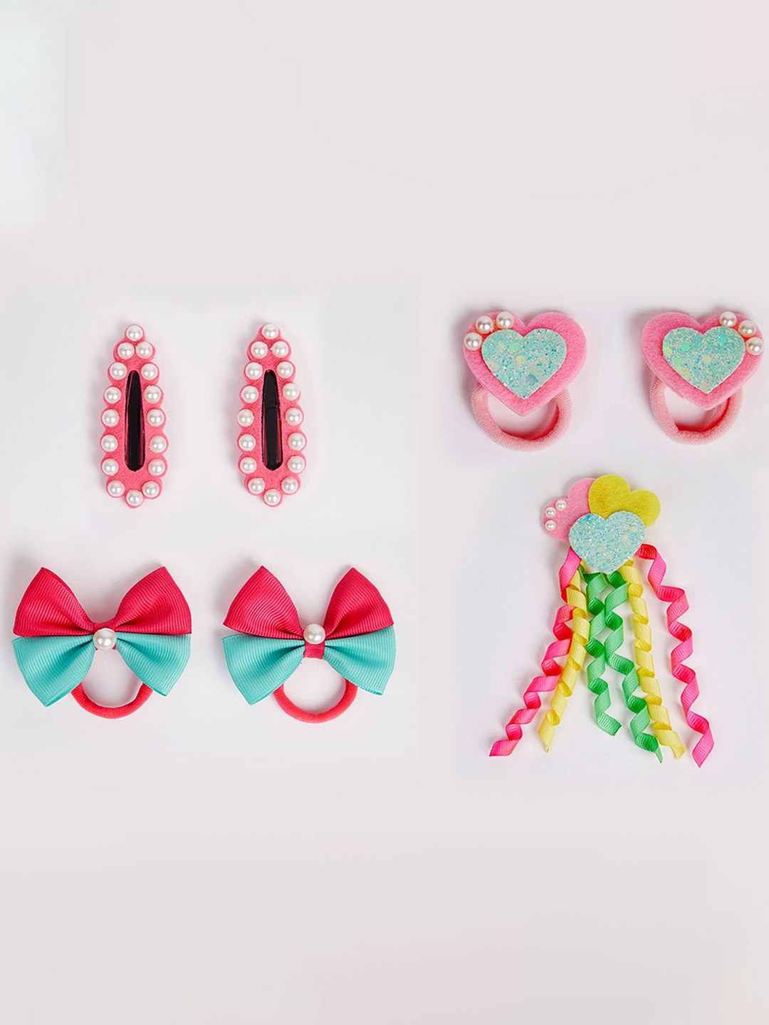

RIBBON CANDY Set Of 7 Girls Embellished Hair Accessory, Red