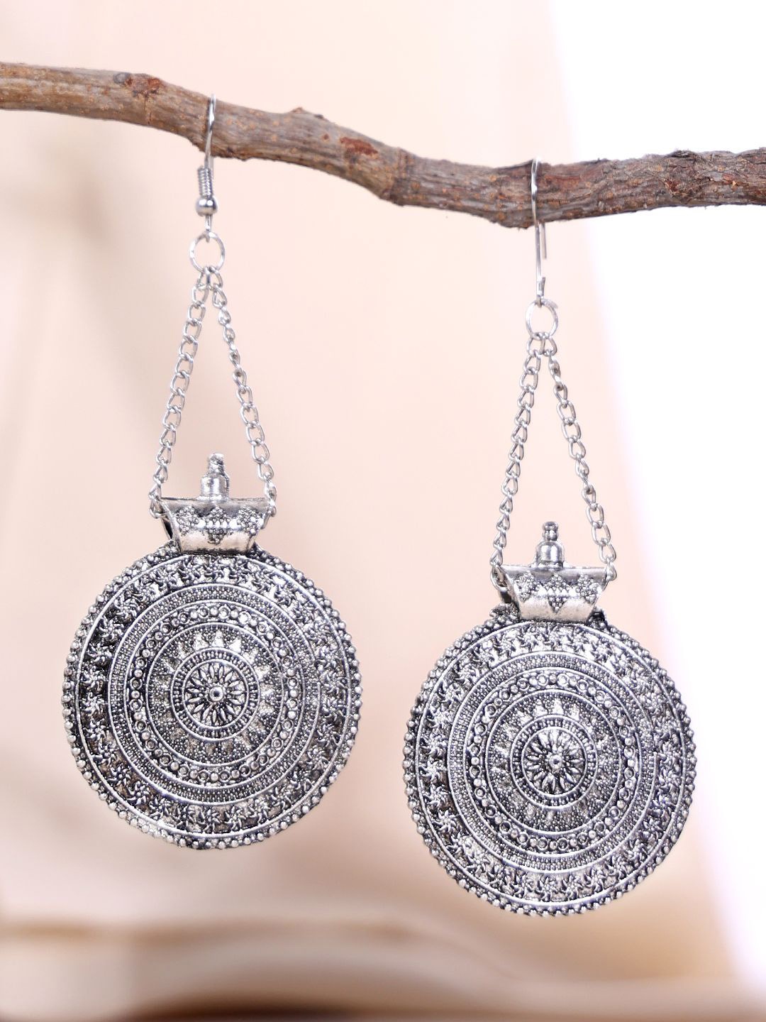 

PANASH Silver Plated Circular Chandbalis